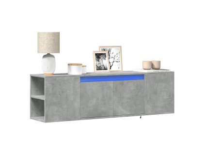vidaXL Nástěnná TV skříňka s LED betonově šedá 135 x 31 x 39,5 cm