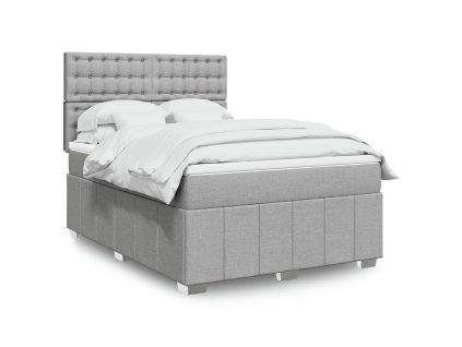 vidaXL Box spring postel s matrací světle šedá 140 x 200 cm textil