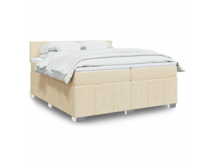 vidaXL Box spring postel s matrací krémová 200x200 cm textil