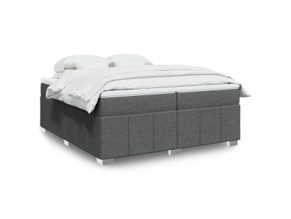 vidaXL Box spring postel s matrací tmavě šedá 200x200 cm textil