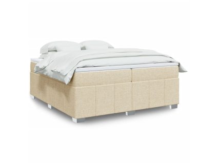 vidaXL Box spring postel s matrací krémová 200x200 cm textil
