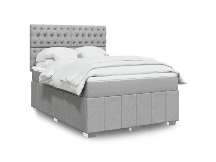 vidaXL Box spring postel s matrací světle šedá 140 x 200 cm textil