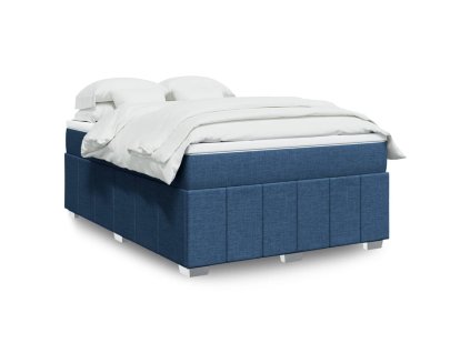vidaXL Box spring postel s matrací modrá 140x200 cm textil