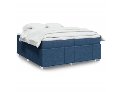 vidaXL Box spring postel s matrací modrá 200x200 cm textil