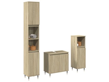 vidaXL 3dílný set koupelnového nábytku dub sonoma kompozitní dřevo