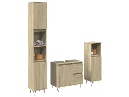 vidaXL 3dílný set koupelnového nábytku dub sonoma kompozitní dřevo