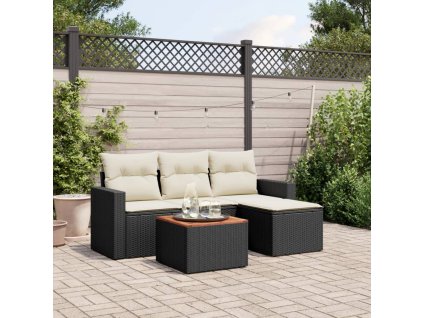 vidaXL 5dílná zahradní sedací souprava s poduškami černá polyratan