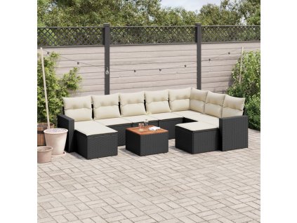 vidaXL 10dílná zahradní sedací souprava s poduškami černá polyratan