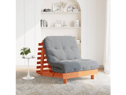 vidaXL Futonová rozkládací pohovka s matrací voskově hnědá 80x206x11cm