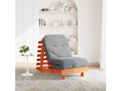vidaXL Futonová rozkládací pohovka s matrací voskově hnědá 70x206x11cm