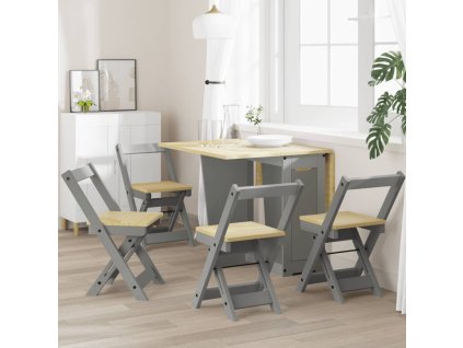 vidaXL Jídelní židle skládací 4 ks Corona šedá masivní borovice