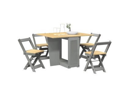 vidaXL 5dílný jídelní set Butterfly Corona skládací šedý borovice