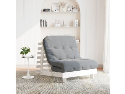 vidaXL Futonová rozkládací pohovka s matrací bílá 80x206x11cm borovice