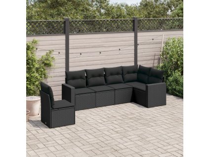 vidaXL 6dílná zahradní sedací souprava s poduškami černá polyratan