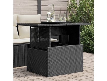 vidaXL Zahradní stůl se skleněnou deskou černý 100x55x73 cm polyratan