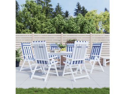 vidaXL Podušky na židli vysoké opěradlo 6 ks modré a bílé pruhy oxford