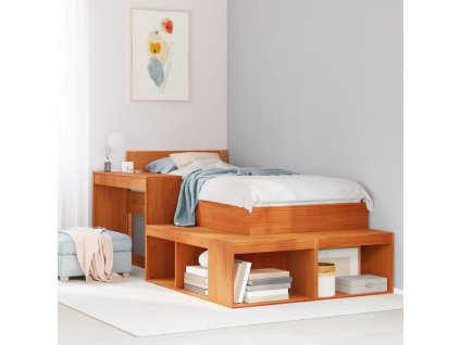 vidaXL Skříňka k posteli se stolkem voskově hnědá 222x107x75 cm