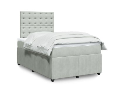 vidaXL Box spring postel s matrací světle šedá 120x190 cm samet
