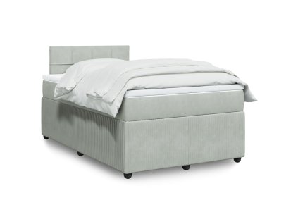 vidaXL Box spring postel s matrací světle šedá 120x190 cm samet
