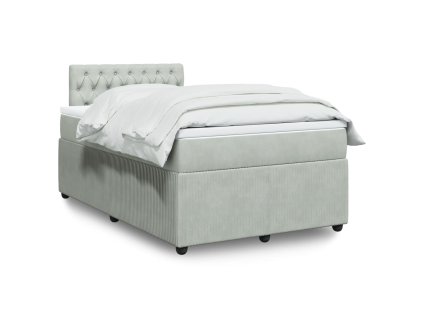 vidaXL Box spring postel s matrací světle šedá 120x190 cm samet
