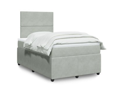 vidaXL Box spring postel s matrací světle šedá 120x190 cm samet