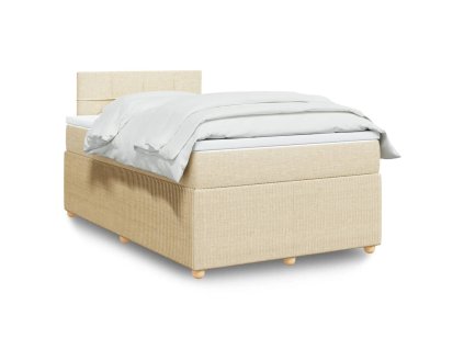 vidaXL Box spring postel s matrací krémová 120x190 cm textil