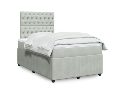 vidaXL Box spring postel s matrací světle šedá 120x190 cm samet