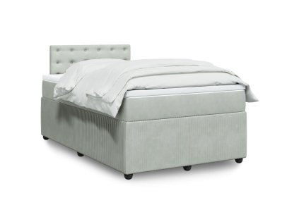 vidaXL Box spring postel s matrací světle šedá 120x190 cm samet
