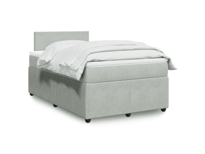 vidaXL Box spring postel s matrací světle šedá 120x190 cm samet