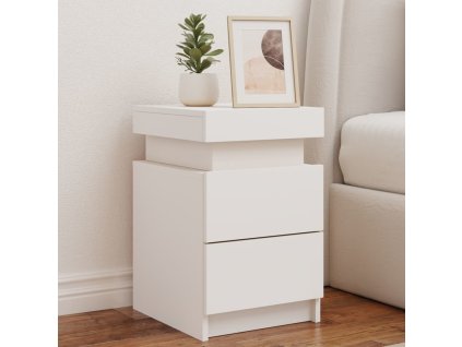 vidaXL Noční stolky s LED osvětlením 2 ks bílé 35 x 39 x 55 cm