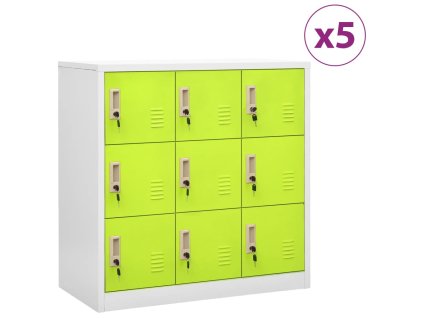 vidaXL Uzamykatelné skříně 5 ks světle šedé a zelené 90x45x92,5cm ocel