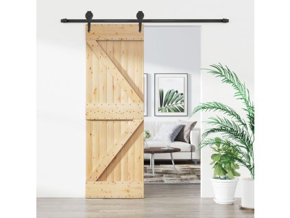 vidaXL Posuvné dveře s kováním 70 x 210 cm masivní borové dřevo