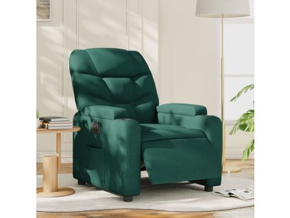vidaXL Elektrické polohovací křeslo tmavě zelené textil
