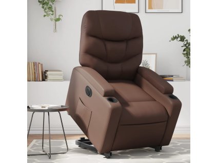 vidaXL Elektrické zvedací polohovací křeslo hnědé umělá kůže