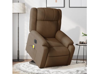 vidaXL Elektrické zvedací masážní polohovací křeslo hnědé textil