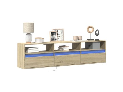 vidaXL Nástěnná TV skříňka s LED dub sonoma 180 x 31 x 45 cm