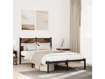 vidaXL Kovový rám postele bez matrace kouřový dub 120 x 200 cm