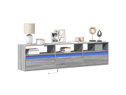 vidaXL Nástěnná TV skříňka s LED šedá sonoma 180 x 31 x 45 cm