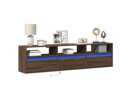 vidaXL Nástěnná TV skříňka s LED hnědý dub 180 x 31 x 45 cm