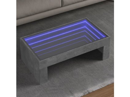 vidaXL Konferenční stolek s Infinity LED betonově šedý 90 x 50 x 30 cm