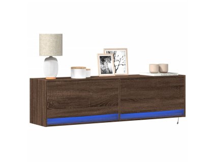 vidaXL Nástěnná TV skříňka s LED osvětlením hnědý dub 140 x 31 x 38 cm