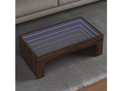 vidaXL Konferenční stolek s Infinity LED hnědý dub 90 x 50 x 30 cm