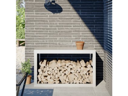 vidaXL Stojan na palivové dřevo bílý 100 x 40 x 60 cm ocel