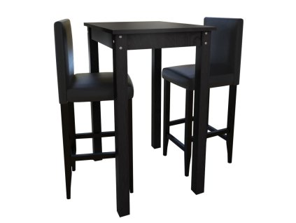 Barový stůl a 2 barové židle, černá