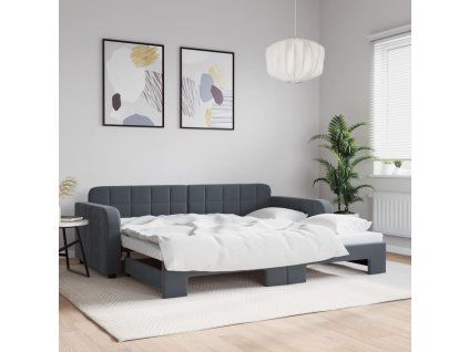 vidaXL Válenda s přistýlkou tmavě šedá 90 x 200 cm samet