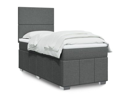 vidaXL Box spring postel s matrací tmavě šedá 80 x 200 cm textil