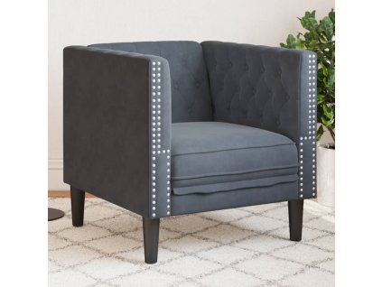 vidaXL Křeslo Chesterfield tmavě šedé samet