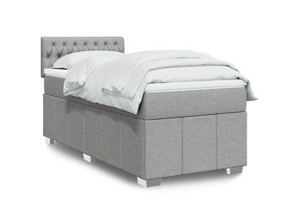 vidaXL Box spring postel s matrací světle šedá 80 x 200 cm textil