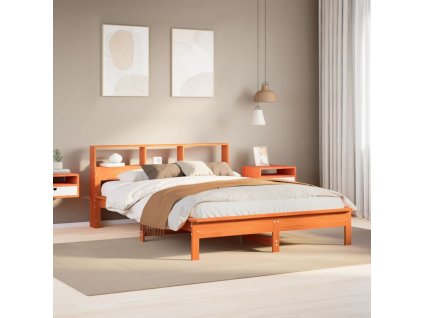 vidaXL Postel s knihovnou bez matrace hnědá 120x190 cm masiv borovice