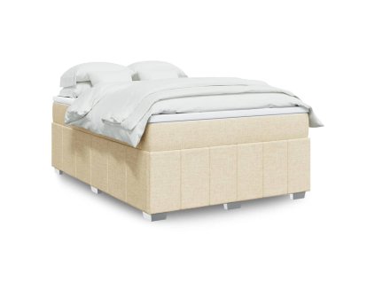 vidaXL Box spring postel s matrací krémová 160x200 cm textil